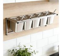 Station de Garnitures à Pizza - Récipients muraux avec Couvercle et cuillère, Conception inclinable, Organisateur Multifonctionnel en Acier Inoxydable pour Buffet de Cuisine