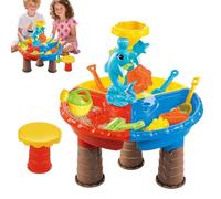 Station de jeu de sable - Table à eau d'extérieur - Table d'activités pour la plage préscolaire avec accessoires de jouets - Apprentissage par le jeu pour filles et kit de développement sensoriel