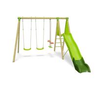 Station de jeux bois 2,30 m Topwood AZUKI VERT- 6 enfants