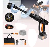 Station de lavage de voiture haute pression Power avec buses 6 en 1 et batterie de 3000 mAh, machine d'impression sans fil avec filtre, pistolet à eau puissant avec moteur sans balais pour enlever les