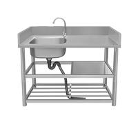 Station de lavage des mains portable avec robinet autoportant, évier simple pour buanderie, jardin et cuisine, design facile à déplacer, pour une utilisation en intérieur et en extérieur