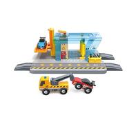 Hape Station de lavage de voiture et atelier, lave et répare le voiture, jouet interactif pour enfants