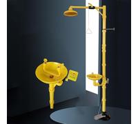 Station de lavage oculaire d'urgence avec douche, station de sécurité combinée avec pédale, unité de lavage oculaire de plomberie pour utilisation en usine et en laboratoire