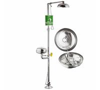 Station de lavage oculaire d'urgence en acier inoxydable pour utilisation industrielle, commerciale et en laboratoire, support de plomberie
