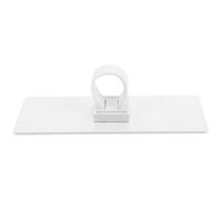 Station de Logo de Microphone Blanc Acrylique pour Interviews et Discours | Surface Vierge, Design Simple et Délicat, Fixation Pratique du Micro, Structure Ferme et Stable