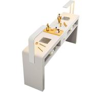 Station de manucure avec collecteur de poussière et lampe LED - Bureau de salon de spa avec tiroirs de rangement pour la beauté des ongles