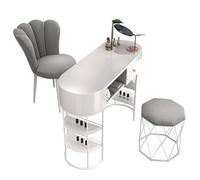 Station de manucure pour techniciens des ongles - Bureau de beauté fonctionnel avec tiroirs de rangement et étagères ouvertes pour salons et détaillants