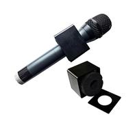 Station de Microphone Cube Noire Sa100 Portable pour Interviews | Plastique Léger, Forme Cubique, pour Autocollants Logo et Micros Portatifs, Journalistes et Équipes Média