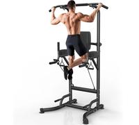 Station de musculation GartistGO Power Tower, barre de traction, barre de musculation multifonction, exercices abdominaux pour la musculation à domicile Black-A