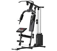Station de musculation - HOMCOM - charge 65kg double poulie - butterfly et leg developer - acier - noir