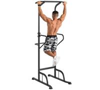 Station de musculation HOMCOM multifonctions barre de traction chaise romaine hauteur réglable acier noir rouge