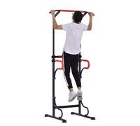HomCom Station de musculation barre traction chaise romaine hauteur réglable acier noir/rouge