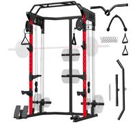 Station de Musculation Power Rack 900kg Double Poulie Réglable 19 Niveaux Home Gym Complet pour Entraînement Force Noir