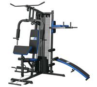 Station de musculation - SPORTNOW - charge 65 kg - banc abdos et dips - acier - réglable - noir