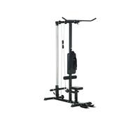 Station de musculation tirage poitrine - lat pulldown machine - bande de résistance, siège réglable - noir Noir G