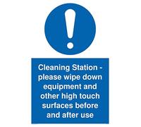 Station de nettoyage : veuillez essuyer l'équipement et les autres surfaces tactiles avant et après utilisation.
