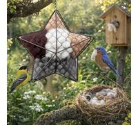 Station de nidification en forme de cœur pour oiseaux sauvages, support rechargeable en fibre naturelle pour oiseaux sauvages, décoration de jardin extérieure faite à la main et cadeau unique pour les
