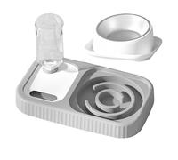Station de nourriture pour animaux de compagnie - Kit double bol pour chat, plateau d'alimentation lente automatique, plat anti-déversement, base antidérapante, accessoire d'alimentation hygiénique |