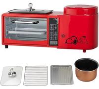 Station de petit-déjeuner 4 en 1, machine de petit-déjeuner intelligente avec four à 2 couches, cuiseur vapeur électrique de 1 L et poêle à frire électrique, contrôle indépendant de la température