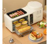 Station de petit-déjeuner 4 en 1, machine de petit-déjeuner intelligente avec four à 2 couches, cuiseur vapeur électrique de 1 L et poêle à frire électrique, contrôle indépendant de la température