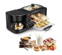 Station de petit-déjeuner électrique 3 en 1, machine à petit-déjeuner multifonctionnelle avec marmite de 1,2 L, zone de cuisson de 9 L et cafetière, contrôle indépendant pour cuisinettes
