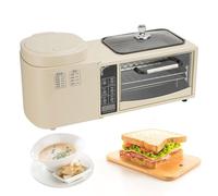 Station de petit-déjeuner, machine à petit-déjeuner 4 en 1 avec marmite de 1 L, grille-pain de 8 L avec écran tactile HD, poêle antiadhésive, contrôle de température indépendant à 2 couches,