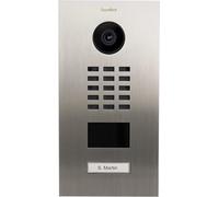 Interphone Vidéo IP WiFi D2101V V2 - Portier Vidéo 1 Sonnette Lecteur Badge RFID - Contrôle l'Accès à Votre Domicile pour Plusieurs Personnes - Ouverture Porte - Accessoires Inclus - INOX - Doorbird