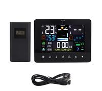 Station de prévision météo numérique à écran tactile coloré, thermomètre intérieur et extérieur sans fil avec capteur, fonctions de phase de lune, réveil pour les voyages au