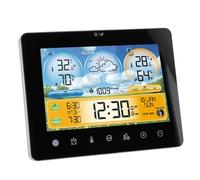 Station de Prévision Météo RF, Horloge Intérieure et Extérieure | Capteur RF Tactile, Température et humidité, Prévision 6-12H, 7 Icônes, 3 luminosité, Salon, Chambre à Coucher, Garage