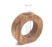 Station de propagation de plantes en bois avec tube à essai en verre unique pour intérieur et bureau, terrarium de bureau pour culture hydroponique, plantes aquatiques, vase à fleurs, pot de fleurs,