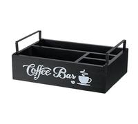 Station de rangement pour café - Support d'accessoires de café en bois pour comptoir, comprend une boîte de rangement pour dosettes de café et un organisateur de condiments pour garder votre station