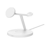 Belkin BoostCharge Pro 3-in-1 - Support de chargement sans fil - avec Qi2 + adaptateur secteur - 15 Watt - Fast Charge - blanc Blanc