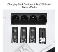 Station de Recharge 4 Manettes Wii + Batteries(Noir)