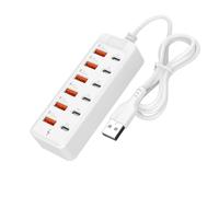 Station de Recharge à 12 Ports, Prise électrique avec connecteurs USB et Type C pour Ordinateurs Portables, téléphones, Consoles de Jeux, Adaptateur Hub de
