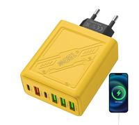 Station de recharge à 6 ports, chargeur de téléphone à 6 ports - Chargement de téléphone portable 15 W | Chargeur de bureau à charge rapide Station de chargeur USB multiple Bloc de chargeur USB C, cha