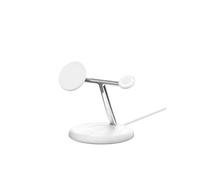 Station de recharge aimantee 3-en-1 (telephone, Apple Watch et AirPods), 15W, magnetique et compatible Qi2 adaptateur secteur et cable de 1,5m inclus, blanc.