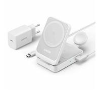Anker MagGo Chargeur à Induction 3 en 1 MagSafe 15W | Base de Recharge sans Fil Certification Qi2 pour iPhone 17/16/15/14 AirPods Watch (Chargeur USB C 40W Inclus)