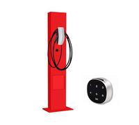 Station de Recharge for Véhicule Électrique, Poteau de Support de Charge for Espace de Stationnement Central, Avec Verrou de Sécurité, Toutes Saisons, Adapté Aux Garages(Red,Large)