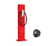 Station de Recharge for Véhicule Électrique, Poteau de Support de Charge for Espace de Stationnement Central, Avec Verrou de Sécurité, Toutes Saisons, Adapté Aux Garages(Red,Medium)