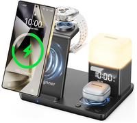 Station De Recharge Inductive 6-En-1 Améliorée Pour Samsung Avec Réveil & Lumière Support De Charge Sans Fil 15W Rapide Pour Galaxy S25/S24/Z Fold6/Flip/Note, Watch Ultra/6/5 Pro, Galaxy Buds