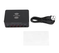 Station De Recharge Pour TéLéPhone Usb, Bloc 40w, 6 Ports Qc 3.0, Hub De Charge, Base De Charge Sans Fil Avec éCran Lcd, 100 à 240v, Prise Britannique Noire