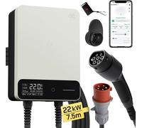 Station de recharge pour véhicules électriques, puissance 22 kW, contrôle intelligent par app, 75M avec APP Blanc, TYP2