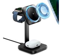 Station de recharge sans fil ESR Qi2 3 en 1 avec CryoBoost (HaloLock) Prise UE noire