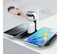 Station de recharge sans fil Jacenvly 4-en-1 10 W, compatible iPhone et Android, décorations de Noël en liquidation, décoration de salon
