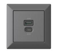 Station de Recharge USB encastrable, Chargeur USB-C 45 Watts + USB-A 15 Watts, Anthracite