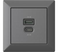 Station De Recharge Usb Encastrable, Chargeur Usb-C 45 Watts + Usb-A 15 Watts, Anthracite[DYB984645]