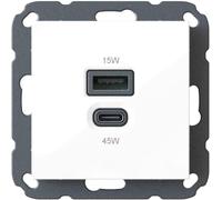 Station De Recharge Usb Encastrable, Chargeur Usb-C 45 Watts + Usb-A 15 Watts, Blanc S. C.[DYB984644]