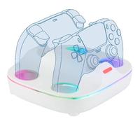 Station de rechargement pour 2 manettes DualSense - PS5 - Konix - Charge rapide - Connecteurs magnétiques - Blanc