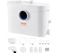 Station de relevage, 700W, 9600l/h Débit, 10M Hauteur de refoulement, Broyeur-pompe à eaux usées Avec 3 entrées d'eau 99% Efficace Antimicrobien Pour toilettes, cave, cuisine, lavabo, baignoire, évacu