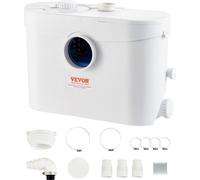 Station de relevage VEVOR, 700 W, débit 9600 l/h, hauteur de refoulement 10 m, pompe d'évacuation broyeur avec 3 entrées d'eau pour toilettes, cave, cuisine, lavabo, baignoire, évacuation des eaux usé